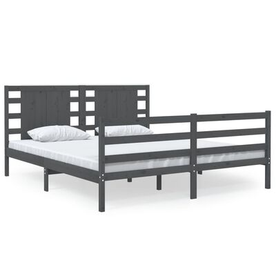 vidaXL Estrutura de cama 140x190 cm madeira de pinho maciça cinzento