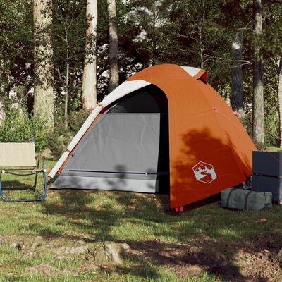 vidaXL Tenda de campismo p/ 2 pessoas tafetá 185T cinza/laranja