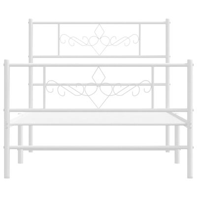 vidaXL Estrutura de cama com cabeceira e pés 75x190 cm metal branco