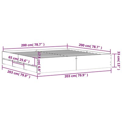 vidaXL Estrutura de cama c/ gavetas derivados madeira cinza sonoma