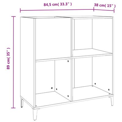 vidaXL Armário p/ discos 84,5x38x89 cm deriv. madeira carvalho sonoma