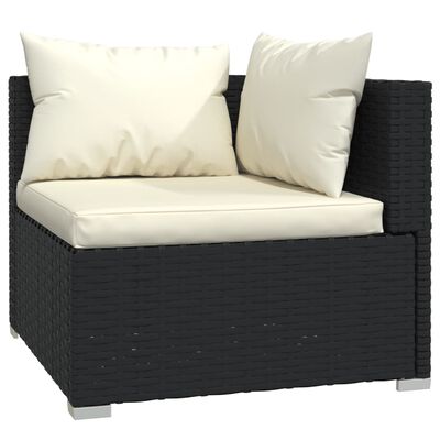 vidaXL 8 pcs conjunto lounge de jardim c/ almofadões vime PE preto