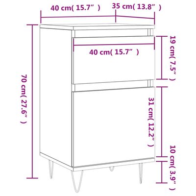 vidaXL Aparadores 2 pcs 40x35x70 cm derivados de madeira cinza cimento