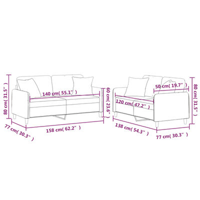 vidaXL 2 pcs conjunto de sofás com almofadas tecido amarelo-claro