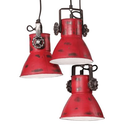 vidaXL Candeeiro suspenso 25 W 30x30x100 cm E27 vermelho desgastado