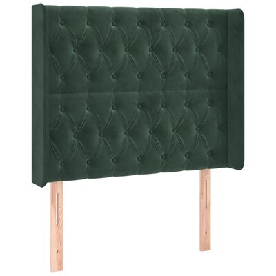 vidaXL Cama box spring c/ colchão/LED 90x200 cm veludo verde-escuro