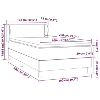 vidaXL Cama com molas/colchão 100x200 cm couro artificial preto