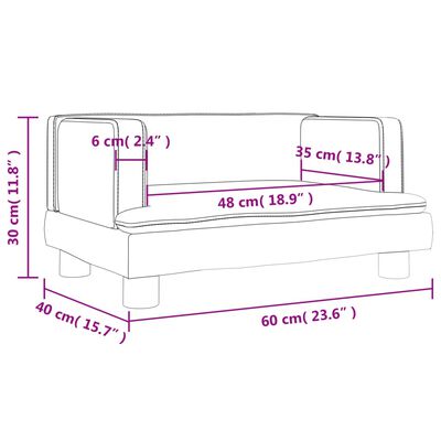 vidaXL Sofá infantil 60x40x30 cm couro artificial cor creme