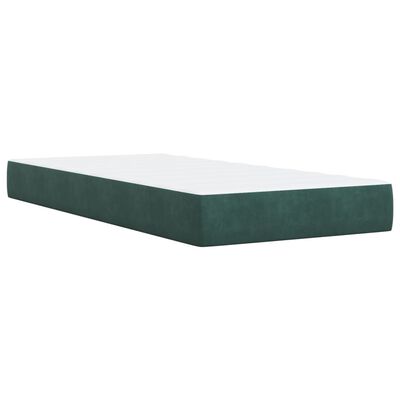 vidaXL Cama com molas/colchão 100x200 cm veludo verde-escuro