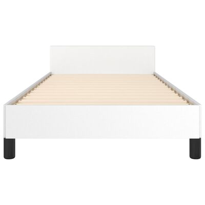 vidaXL Estrutura de cama c/ cabeceira couro artificial 90x190cm branco