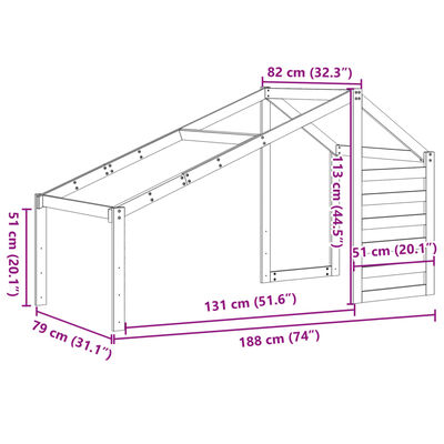 vidaXL Telhado de cama infantil 188x82x113cm pinho maciço castanho-mel