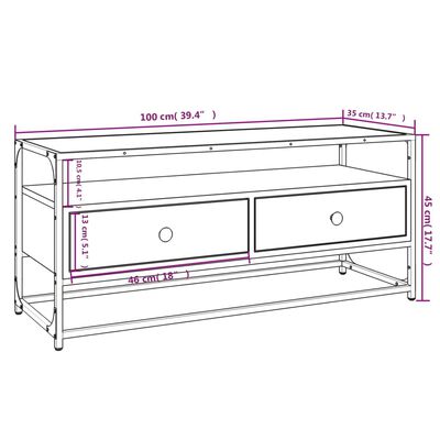 vidaXL Móvel de TV 100x35x45 cm derivados de madeira cinzento sonoma