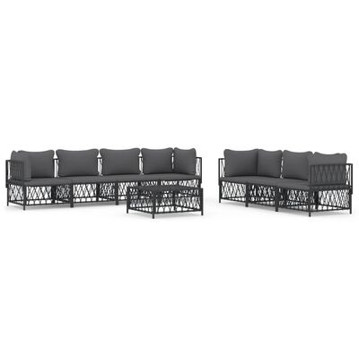 vidaXL 8 pcs conjunto lounge de jardim com almofadões aço antracite