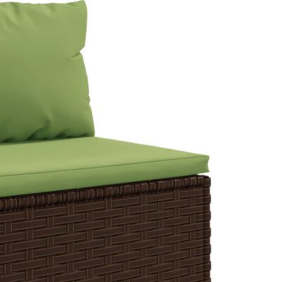 vidaXL 7 pcs conjunto lounge de jardim c/ almofadões vime PE castanho