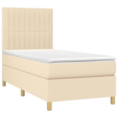 vidaXL Cama com molas/colchão 90x190 cm tecido cor creme