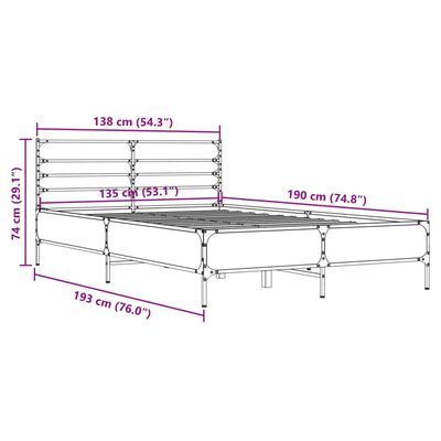 vidaXL Estrutura de cama 135x190 cm derivados madeira/metal