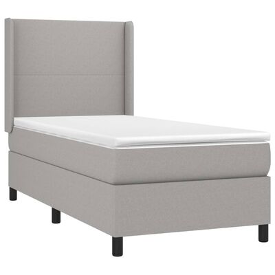 vidaXL Cama box spring c/ colchão e LED 80x200 cm tecido cinza-claro