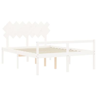 vidaXL Cama para idosos com cabeceira 140x200 cm madeira maciça branco