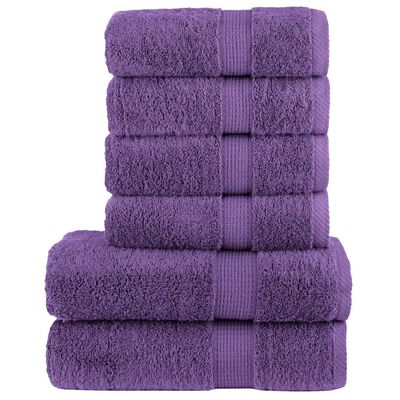 vidaXL 6pcs Conjunto toalhas banho premium SOLUND 600 gsm roxo