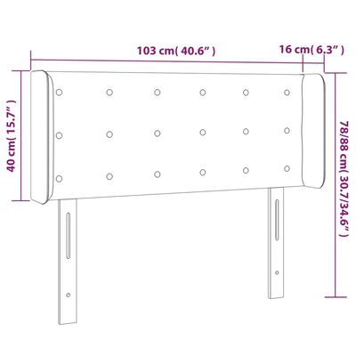 vidaXL Cabeceira cama c/ luzes LED veludo 103x16x78/88 cm azul-escuro