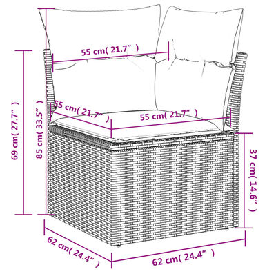 vidaXL 4 pcs conjunto de sofás para jardim c/ almofadões vime PE preto