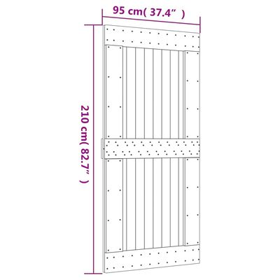 vidaXL Porta de correr com ferragens 95x210 cm madeira de pinho maciça