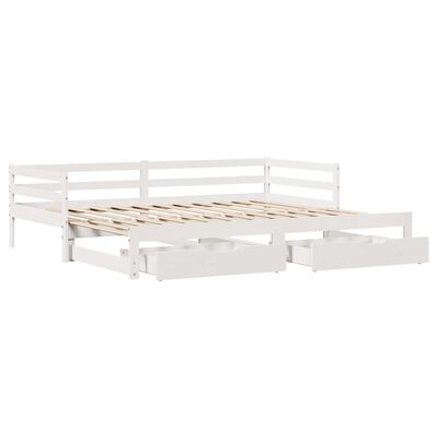 vidaXL Sofá-cama c/ gavetão e gavetas branco 90x190cm madeira de pinho