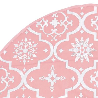 vidaXL Saia de árvore de Natal luxuosa 90 cm com meia tecido rosa