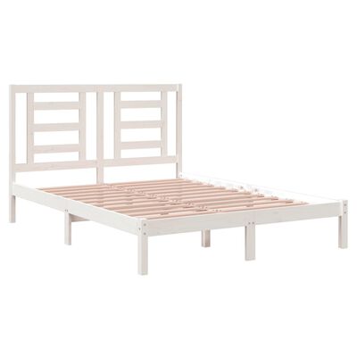 vidaXL Estrutura de cama king 150x200 cm pinho maciço branco