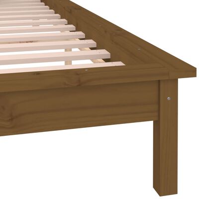 vidaXL Estrutura de cama c/ LEDs 140x200cm madeira maciça castanho mel
