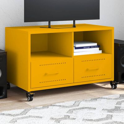 vidaXL Móvel de TV 68x39x43,5 cm aço amarelo mostarda