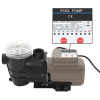 vidaXL Bomba de piscina com temporizador preto 0,25 HP 8000 L/h