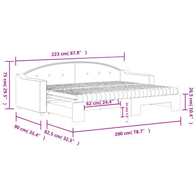 vidaXL Sofá-cama c/ gavetão e colchões 80x200cm tecido cinzento-escuro