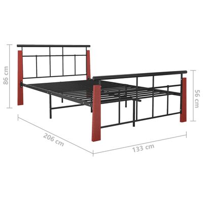 vidaXL Estrutura de cama 120x200 cm metal/madeira de carvalho maciça