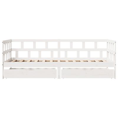 vidaXL Sofá-cama c/ gavetas 90x200cm madeira de pinho maciça branco