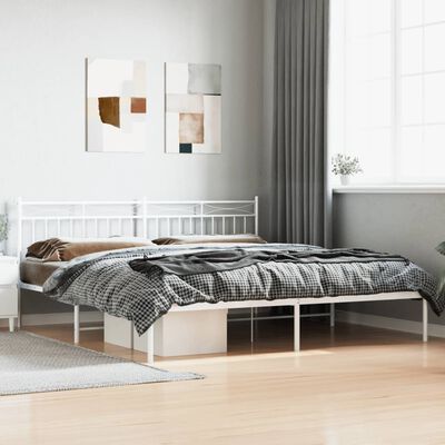 vidaXL Estrutura de cama com cabeceira 200x200 cm metal branco