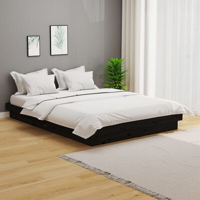 vidaXL Estrutura cama pequena casal 120x190 cm pinho maciço preto