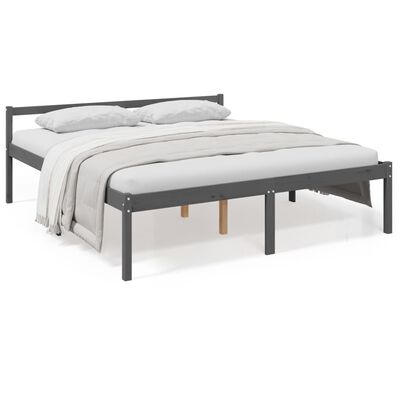 vidaXL Cama para idosos 200x200 cm pinho maciço cinza