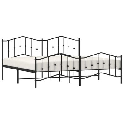 vidaXL Estrutura de cama com cabeceira e pés 193x203 cm metal preto