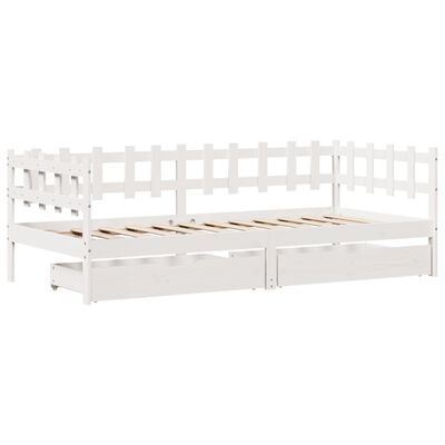 vidaXL Sofá-cama c/ gavetas 90x190 cm madeira de pinho maciça branco