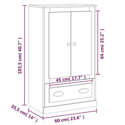 vidaXL Armário alto derivados de madeira 60x35,5x103,5 cm branco