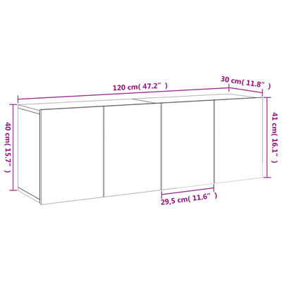 vidaXL Móveis de parede para TV 2 pcs 60x30x41 cm cinzento sonoma