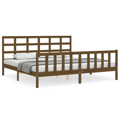 vidaXL Estrutura cama c/ cabeceira 200x200cm maciço castanho-mel