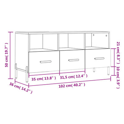 vidaXL Móvel para TV 102x36x50 cm derivados madeira branco brilhante