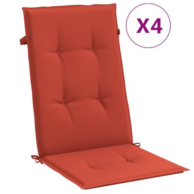 vidaXL Almofadões cadeiras altas 4 pcs mesclado tecido vermelho