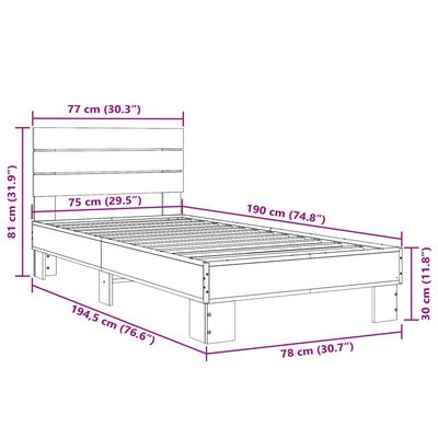 vidaXL Estrutura de cama derivados de madeira/metal carvalho castanho