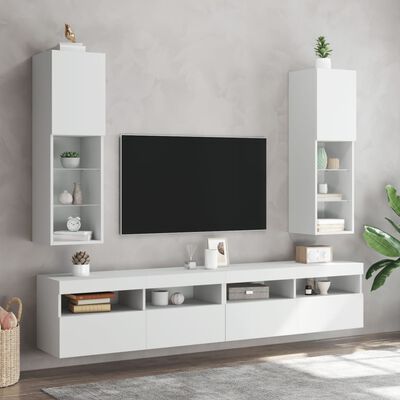 vidaXL Móveis de TV com luzes LED 2 pcs 30,5x30x102 cm branco