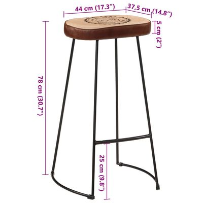 vidaXL Bancos de bar 2 pcs 44x37,5x78 cm castanho-escuro