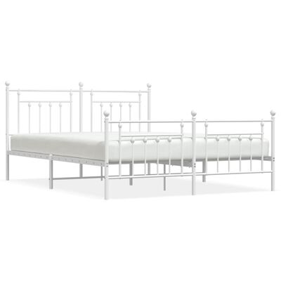 vidaXL Estrutura de cama com cabeceira e pés 180x200 cm metal branco