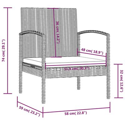 vidaXL 8 pcs Conjunto lounge de jardim com almofadões vime PE castanho